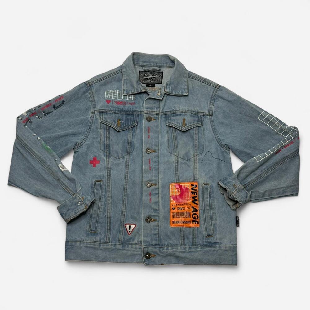 Brooklyn Cloth Graphic Denim Jacket Men’s Small Light Wash - Picture 1 of 7